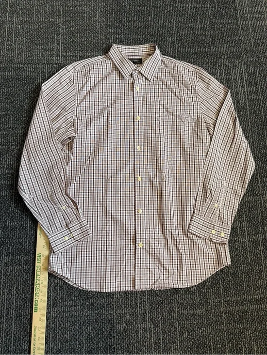 Mens Banana Republic No Iron Standard Fit Plaid Button Up Casual Shirt Large