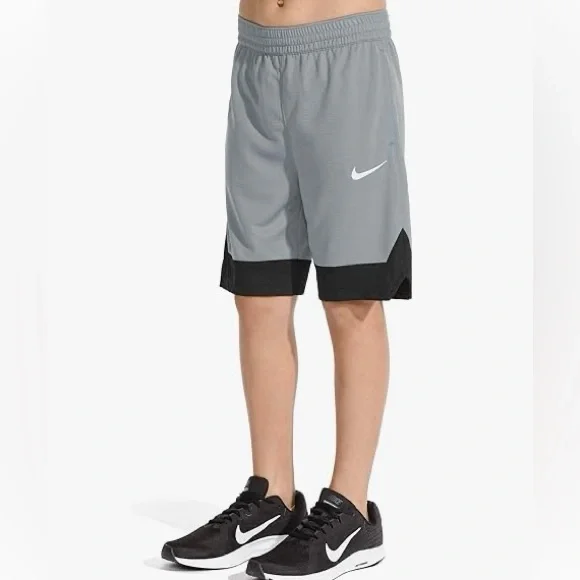 Nike Boy’sSz S‎ Cool Gray/Black Icon Basketball Shorts