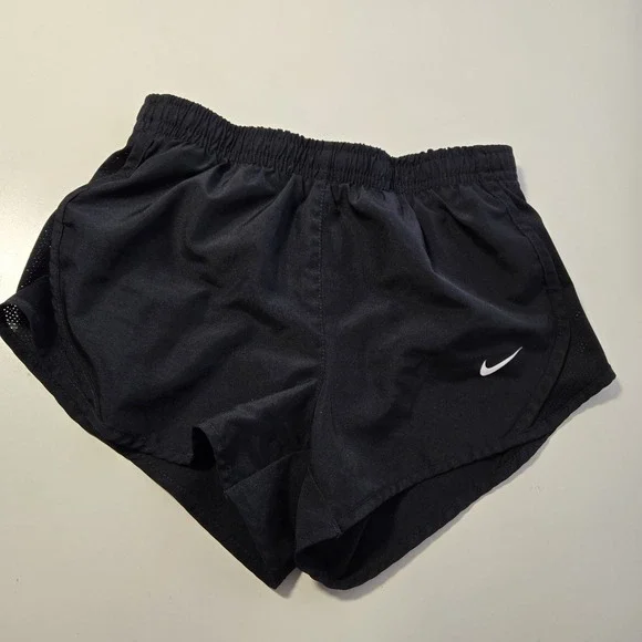 Nike Girls Black Dri Fit Running  Shorts‎ Size XS Built in Brief And Drawstring