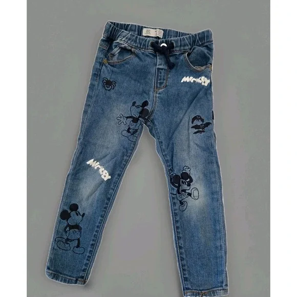 ZARA Baby x Disney Mickey Mouse Unisex Jeans – Blue Denim Pants‎ Size 3/4