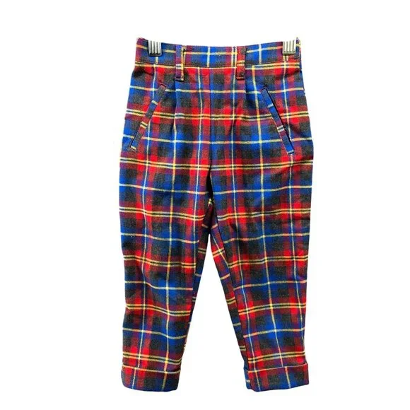 Vintage 90s Children's Place‎ Baby 24M / 2T Plaid Trouser Pants Red Blue