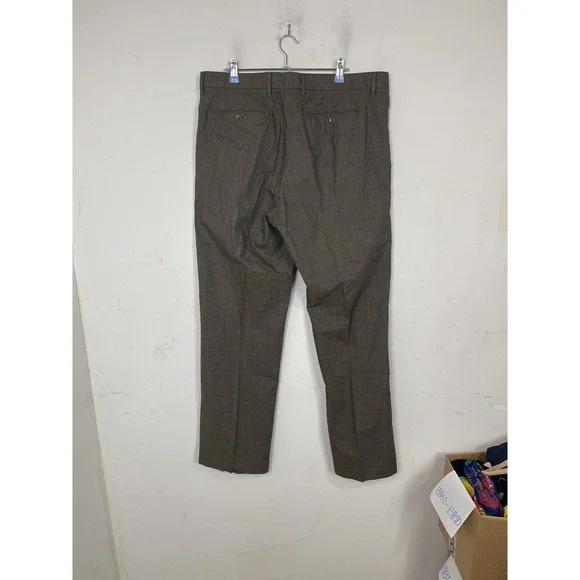 Banana Republic Men's 36/32‎ Straight Fit Plaid Dress Pants 100% Cotton Brown
