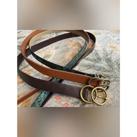 Banana Republic and Talbots Size Large Lot of 3 Synthetic Leather Belts