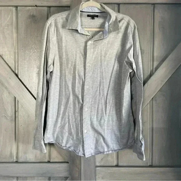 Banana Republic men’s performance knit button-down gray stretch‎ L