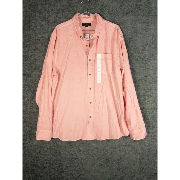NWT Banana Republic Slim Fit Untucked Shirt Mens L Pink Cotton Button Down Casua