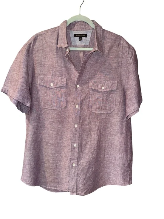 Banana Republic Men's Short-Sleeve‎ Button-Up Shirt - Dusty Rose