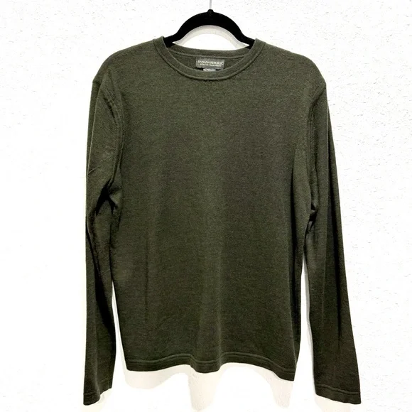 Banana Republic 100% merino wool‎ Olive green Long Sleeve sweater S