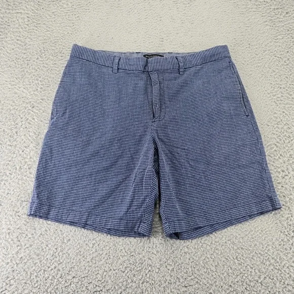 Banana Republic Shorts Mens 33‎ Blue Aiden Club Check Preppy Chino Flat Front
