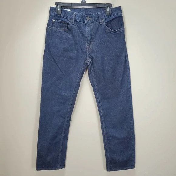 Banana Republic Straight leg blue jeans 30x30 zip fly pockets denim dark‎ wash