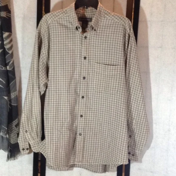 Banana Republic tan plaid shirt