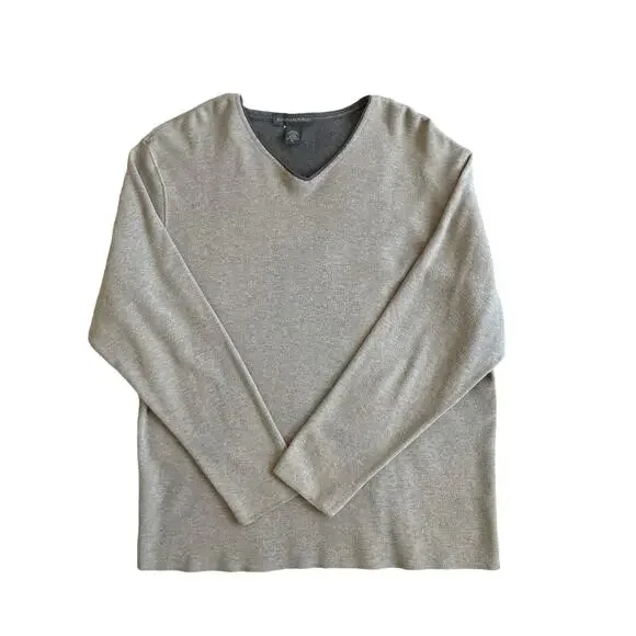 Banana Republic Mens 100% Cotton V-neck Long Sleeve Sweater Shirt Beige Size XL