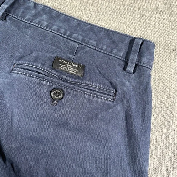 Banana Republic Fulton Chino Pants Mens 36x34 Navy Blue Slim Fit Cotton Stretch