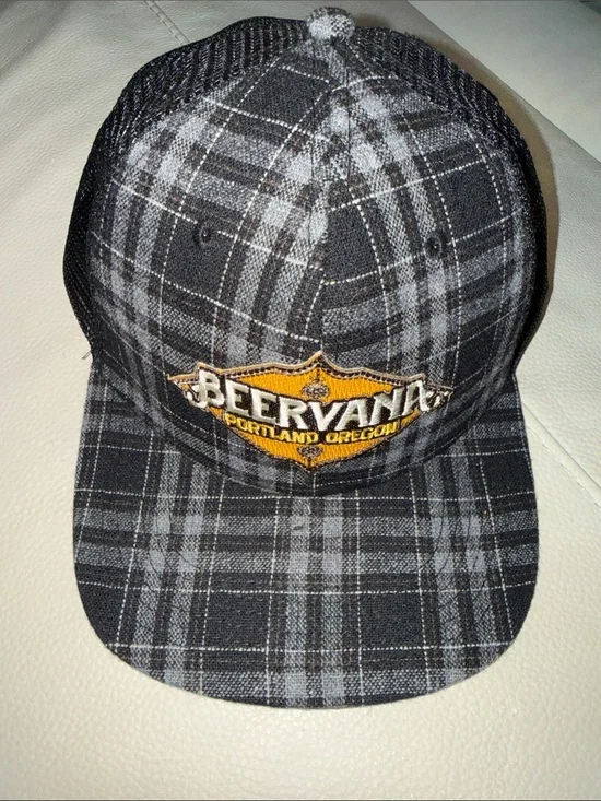Banana Republic Black & Gray Plaid Mesh Back Trucker Cap