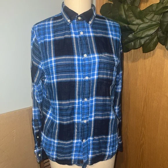 Banana Republic Long Sleeve Untucked Slim Fit Flannel‎ Shirt Men's Size L