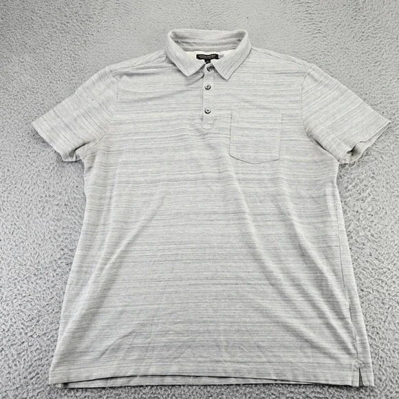 Banana Republic Shirt Mens XL Gray Dress Polo Short Sleeve Classiccore‎