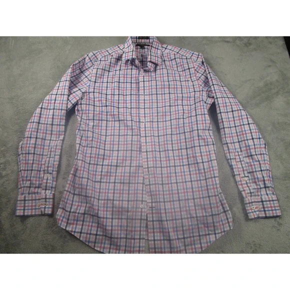 Banana Republic Shirt Mens Medium Blue Plaid Camden‎ Standard Preppy