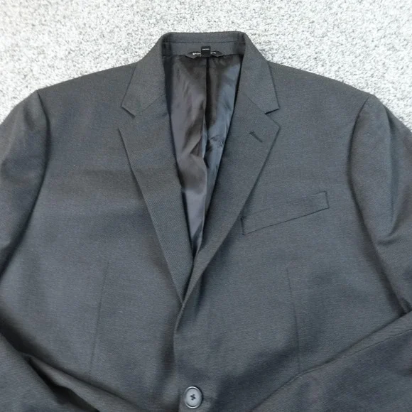 NEW Banana Republic Blazer Mens 44L Gray Black Slim Fit Sport Coat Suit Jacket