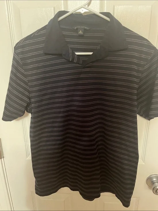 Banana Republic Black Polo with Gray Stripes