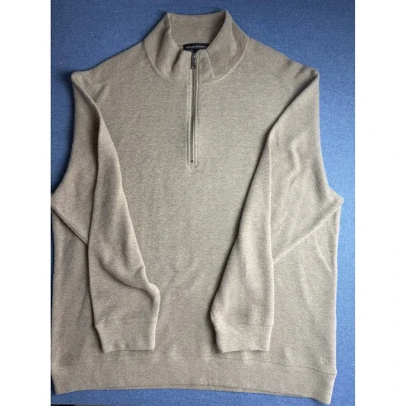 Banana Republic Mens XXL Tan Heather Quarter Zip Pullover Sweater 1799236 F24
