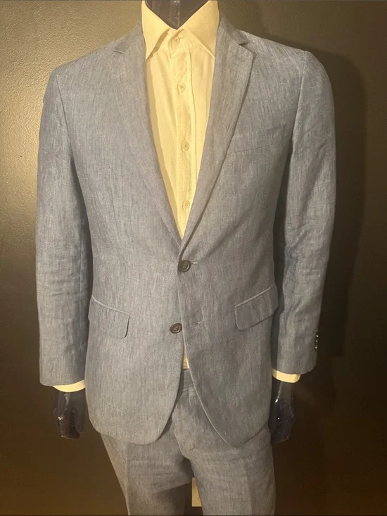 Banana Republic Slim Light Blue Linen Two-Button Suit