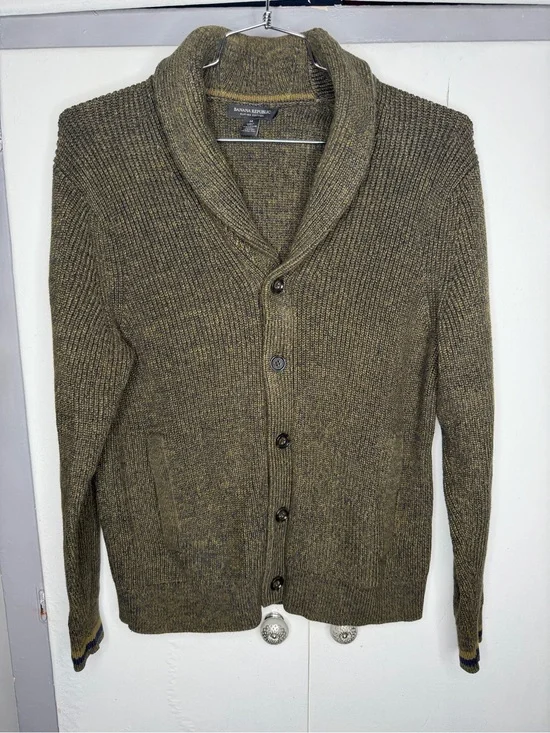 Banana Republic Shawl Collar Cardigan Sweater Men’s Medium Green Ribbed