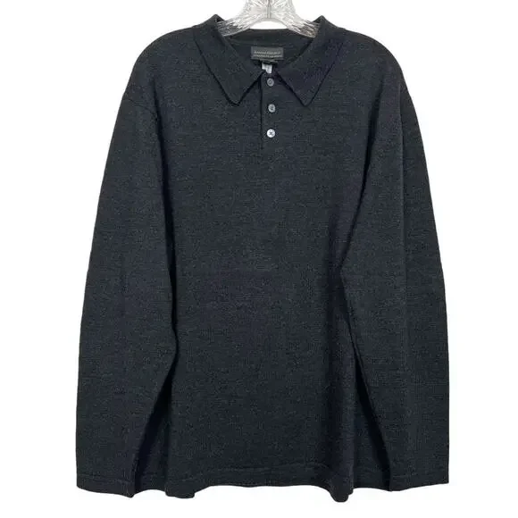 Banana Republic Extra Fine Merino Wool Mens Collared Sweater Size XL Long Sleeve