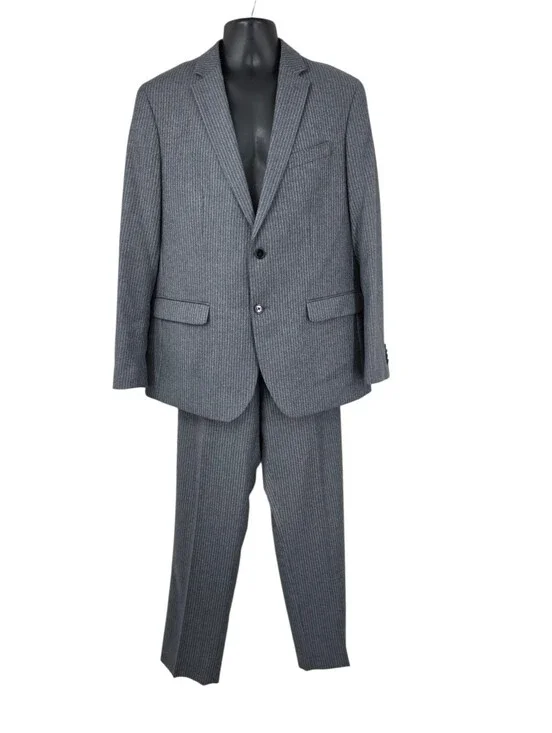 Banana Republic Tessuto Marzotto Gray Pinstripe Suit Blazer Jacket Dress Pants