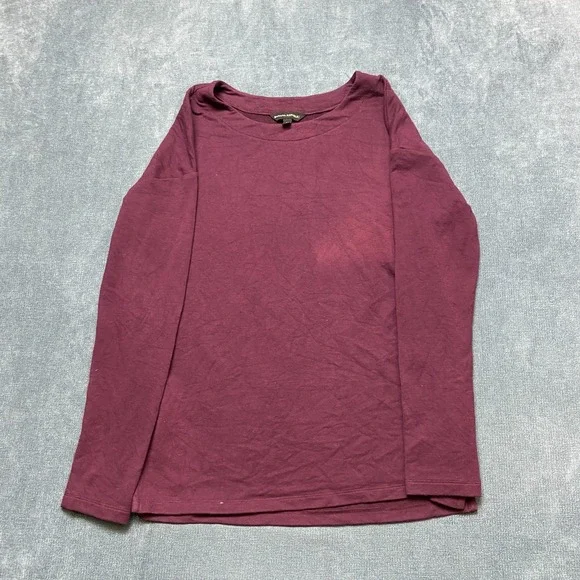 Banana Republic Blank T-Shirt Mens M Burgundy Side Slit Performance Crew Neck