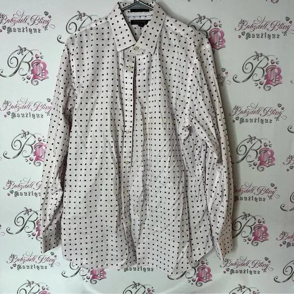 Banana Republic White and Black Casual Button Down Shirt paisley pattern cotton