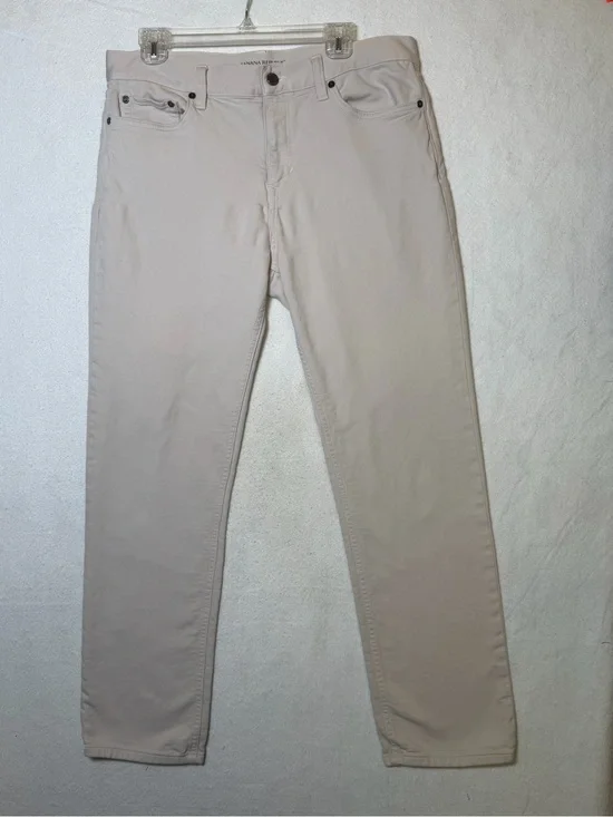 Banana Republic Mens Traveler Pants 34x32 Slim Fit Khaki Beige Stretch Chino