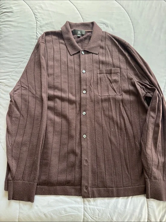 Banana Republic Button-Up Knit Shirt in Brown