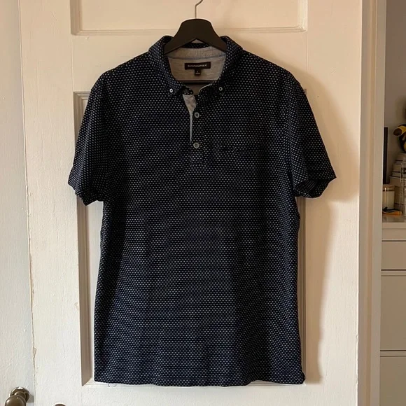 Banana Republic Navy Microdot Polo Shirt
