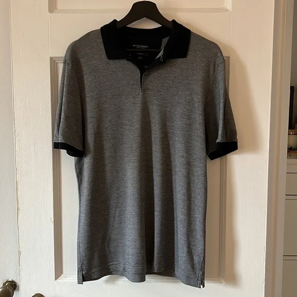 Banana Republic Gray Polo with Black Collar and Cuffs