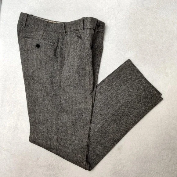 Banana Republic Pants Mens 33x32 Gray Herringbone Tweed Wool Lined Dress Slacks
