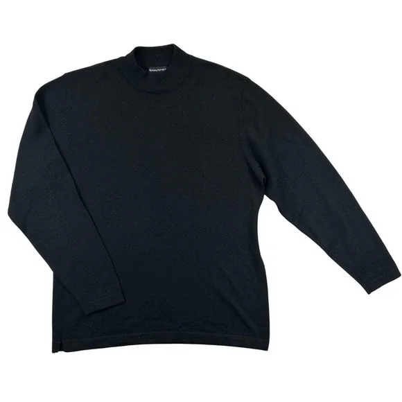 Banana Republic Sweater Mens L Black Mock Neck Merino Wool‎ Good Italian Knit