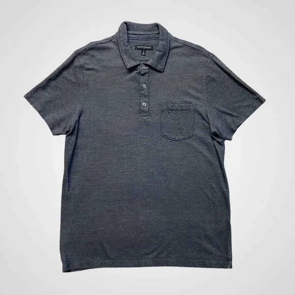 Banana Republic Polo Shirt Mens Large Grey Excellent Birdseye Cotton S/421763-03