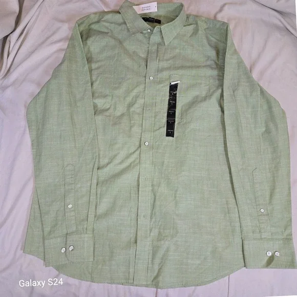 Banana‎ Republic Mens Green Grove Standard Fit Long Sleeve Button Down Shirt