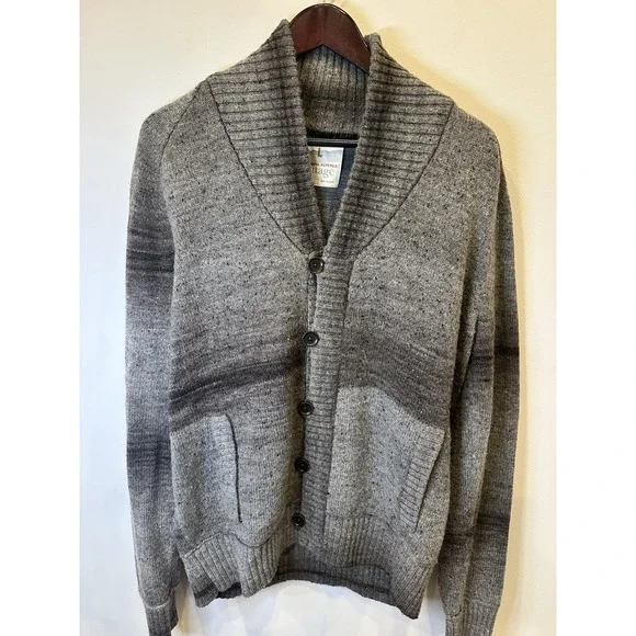 Banana Republic Heritage Shawl Collar Cardigan Sweater Men's‎ L Gray Wool Blend