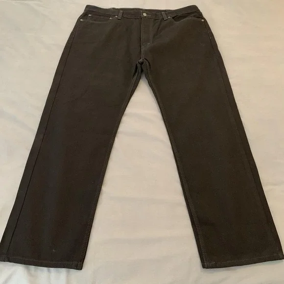 Levis 505 Jeans Mens 40x30 Black Dark Wash Regular Fit Straight Denim Pants