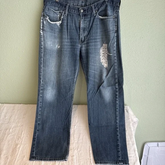 Levi's Men's 514 Straight Motion Jean Compass 32x32 Distressed Cowboy Workpants