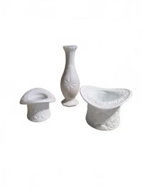 Choice of 5 Vintage Fenton White Milk Glass Top Hats 2 Sizes Bud Vase