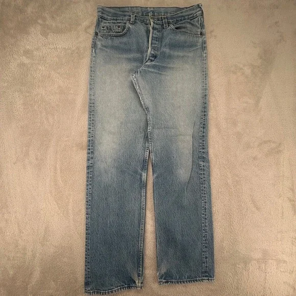 Levi's Mens 501 Straight Leg Jeans 34x30 Blue Preowned Button Fly Denim