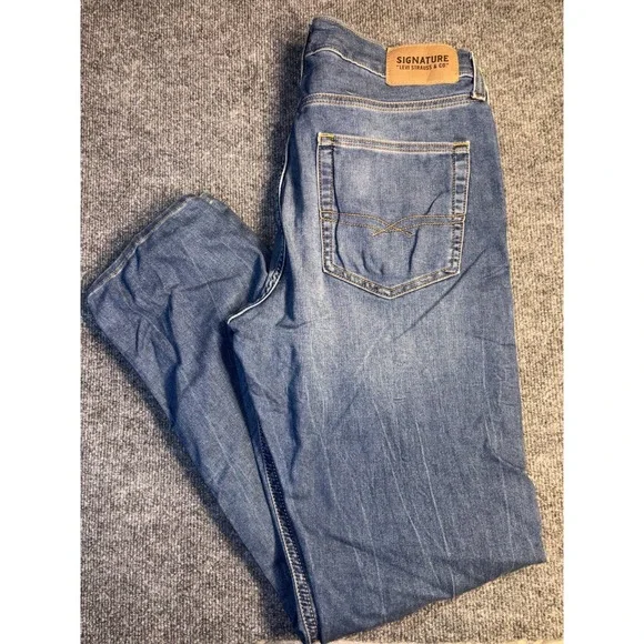 Levi's Jeans Men 34x32 Blue Denim Faded‎ Double Stitch Regular Fit Tapered Leg
