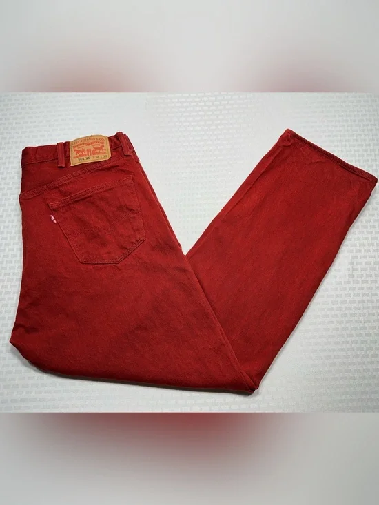 Vtg Levis 501XX Jeans Mens 38x32 (FITS 36x30) Red Denim Button Fly Mexico Y2K