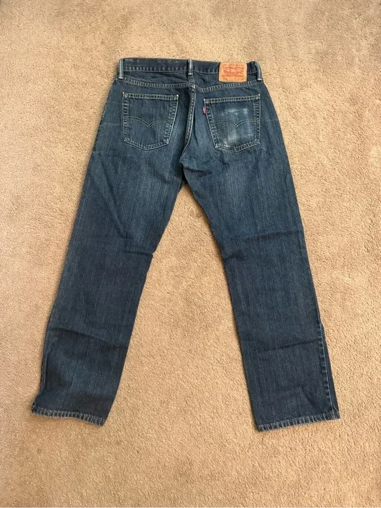 Levi's Men's Dark Blue Straight Jeans with Back Patch