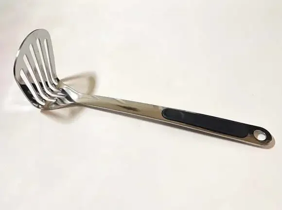 Stainless Steel Potato Masher with Ergonomic Black Silicone Grip Handle