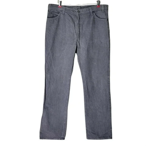 Levis Two Horses Jeans 40X34 Gray Red Batwing Tag Orange Tab Vintage 80s