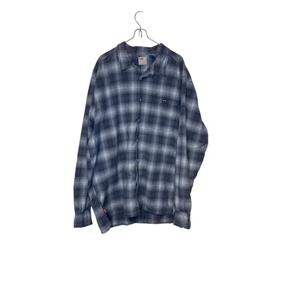 Levi's Men Shirt Vintage‎ 90's Western Plaid Button-Up Long Sleeve Blue Large
