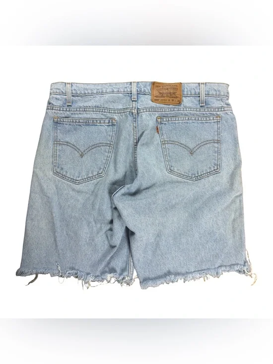 Vintage 90s Levis 505 Light Wash Orange Tab Blue Denim Jean Shorts Size 38