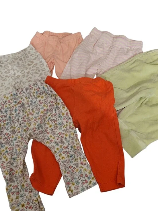 Lot 6 Carter &  Absorba Baby 6 Months Pants  Floral Pony Stripes One Footed